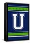 Monogram - Game Day - Blue and Green - U-Lantern Press-Framed Stretched Canvas