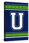 Monogram - Game Day - Blue and Green - U-Lantern Press-Stretched Canvas