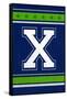Monogram - Game Day - Blue and Green - X-Lantern Press-Framed Stretched Canvas