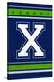 Monogram - Game Day - Blue and Green - X-Lantern Press-Stretched Canvas