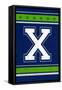 Monogram - Game Day - Blue and Green - X-Lantern Press-Framed Stretched Canvas