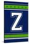 Monogram - Game Day - Blue and Green - Z-Lantern Press-Stretched Canvas
