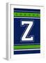 Monogram - Game Day - Blue and Green - Z-Lantern Press-Framed Art Print