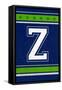 Monogram - Game Day - Blue and Green - Z-Lantern Press-Framed Stretched Canvas