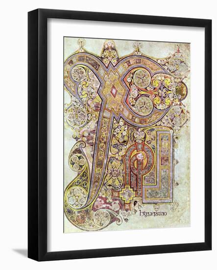 Monogram Page from the Book of Kells Christi Auteum Generatio, C800-null-Framed Giclee Print