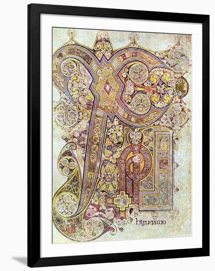 Monogram Page from the Book of Kells Christi Auteum Generatio, C800-null-Framed Giclee Print