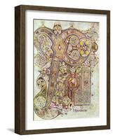 Monogram Page from the Book of Kells Christi Auteum Generatio, C800-null-Framed Premium Giclee Print