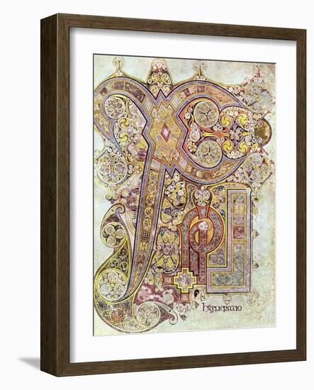 Monogram Page from the Book of Kells Christi Auteum Generatio, C800-null-Framed Premium Giclee Print