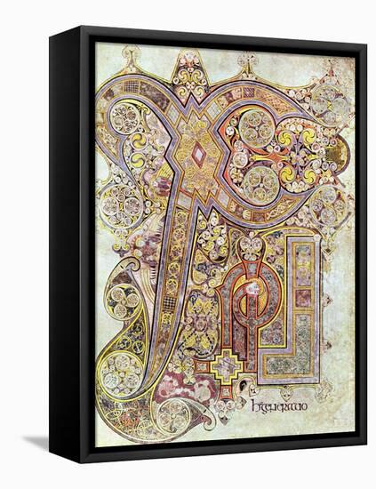 Monogram Page from the Book of Kells Christi Auteum Generatio, C800-null-Framed Stretched Canvas