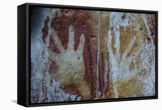 Monolithic Cave Paintings in Raja Ampat, West Papua, Indonesia, New Guinea, Southeast Asia, Asia-James Morgan-Framed Stretched Canvas