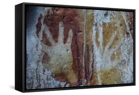 Monolithic Cave Paintings in Raja Ampat, West Papua, Indonesia, New Guinea, Southeast Asia, Asia-James Morgan-Framed Stretched Canvas