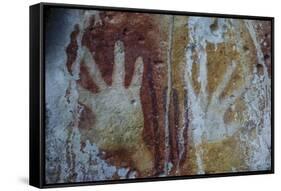 Monolithic Cave Paintings in Raja Ampat, West Papua, Indonesia, New Guinea, Southeast Asia, Asia-James Morgan-Framed Stretched Canvas