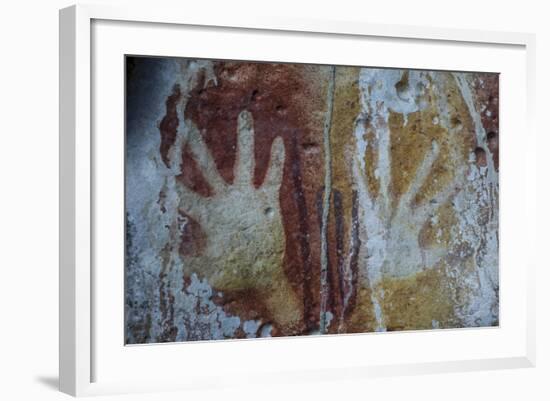 Monolithic Cave Paintings in Raja Ampat, West Papua, Indonesia, New Guinea, Southeast Asia, Asia-James Morgan-Framed Photographic Print