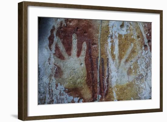 Monolithic Cave Paintings in Raja Ampat, West Papua, Indonesia, New Guinea, Southeast Asia, Asia-James Morgan-Framed Photographic Print