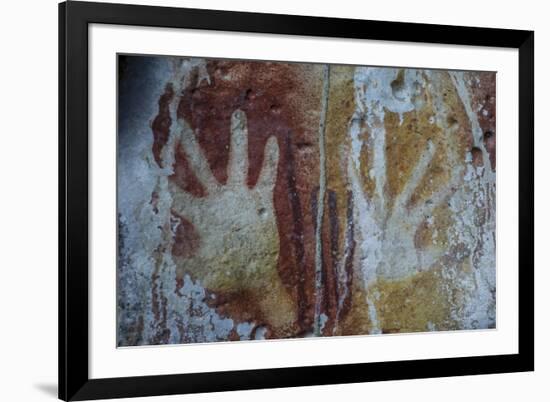 Monolithic Cave Paintings in Raja Ampat, West Papua, Indonesia, New Guinea, Southeast Asia, Asia-James Morgan-Framed Photographic Print