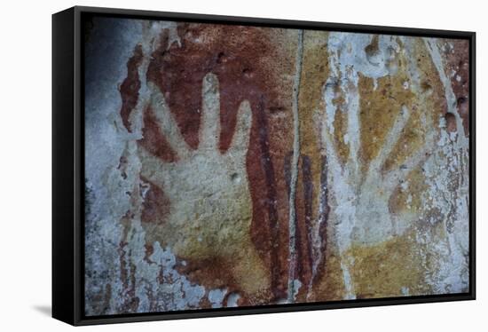 Monolithic Cave Paintings in Raja Ampat, West Papua, Indonesia, New Guinea, Southeast Asia, Asia-James Morgan-Framed Stretched Canvas