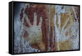 Monolithic Cave Paintings in Raja Ampat, West Papua, Indonesia, New Guinea, Southeast Asia, Asia-James Morgan-Framed Stretched Canvas