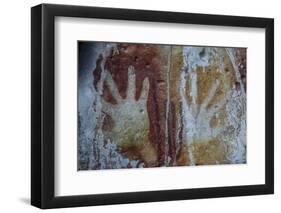 Monolithic Cave Paintings in Raja Ampat, West Papua, Indonesia, New Guinea, Southeast Asia, Asia-James Morgan-Framed Premium Photographic Print