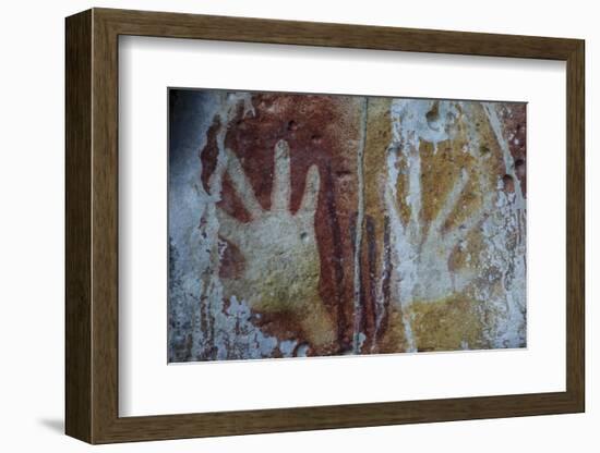 Monolithic Cave Paintings in Raja Ampat, West Papua, Indonesia, New Guinea, Southeast Asia, Asia-James Morgan-Framed Photographic Print