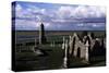 Monolithic High Crosses and O'Rourke's Tower in Monastic Complex on Banks of River Shannon-null-Stretched Canvas
