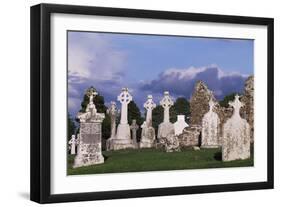 Monolithic High Crosses and O'Rourke's Tower in Monastic Complex on Banks of River Shannon-null-Framed Giclee Print