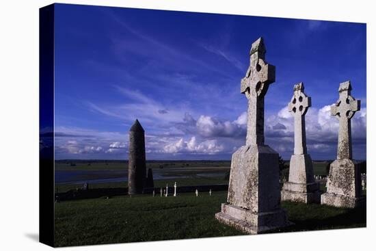 Monolithic High Crosses in Monastic Complex on Banks of River Shannon, Clonmacnoise, Ireland-null-Stretched Canvas