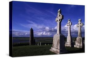 Monolithic High Crosses in Monastic Complex on Banks of River Shannon, Clonmacnoise, Ireland-null-Stretched Canvas