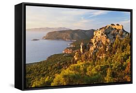 Monolithos Castle and Aegean Sea, Rhodes, Dodecanese, Greek Islands, Greece, Europe-Jochen Schlenker-Framed Stretched Canvas