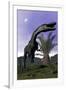 Monolophosaurus Dinosaur Roaring Next to Cycadeoidea Plant-Stocktrek Images-Framed Art Print