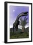 Monolophosaurus Dinosaur Roaring Next to Cycadeoidea Plant-Stocktrek Images-Framed Art Print