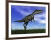 Monolophosaurus Dinosaur Walking in the Grass-null-Framed Art Print