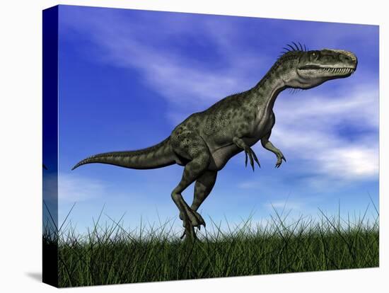 Monolophosaurus Dinosaur Walking in the Grass-null-Stretched Canvas