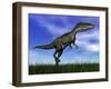 Monolophosaurus Dinosaur Walking in the Grass-null-Framed Art Print