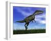 Monolophosaurus Dinosaur Walking in the Grass-null-Framed Art Print