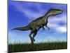 Monolophosaurus Dinosaur Walking in the Grass-null-Mounted Art Print