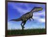 Monolophosaurus Dinosaur Walking in the Grass-null-Framed Art Print