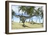 Monolophosaurus in a Prehistoric Environment with Palm Trees-null-Framed Art Print