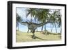 Monolophosaurus in a Prehistoric Environment with Palm Trees-null-Framed Art Print