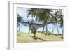 Monolophosaurus in a Prehistoric Environment with Palm Trees-null-Framed Art Print