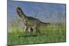 Monolophosaurus Walking across a Grassy Field-null-Mounted Art Print