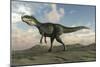Monolophosaurus Walking across Desert Terrain-null-Mounted Art Print