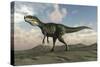 Monolophosaurus Walking across Desert Terrain-null-Stretched Canvas