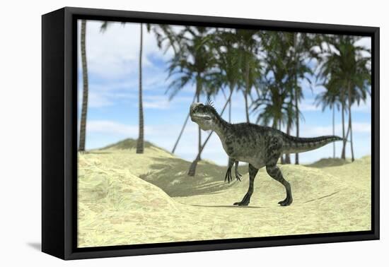 Monolophosaurus Walking in a Tropical Environment-null-Framed Stretched Canvas