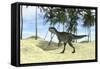 Monolophosaurus Walking in a Tropical Environment-null-Framed Stretched Canvas