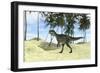 Monolophosaurus Walking in a Tropical Environment-null-Framed Art Print