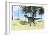 Monolophosaurus Walking in a Tropical Environment-null-Framed Art Print