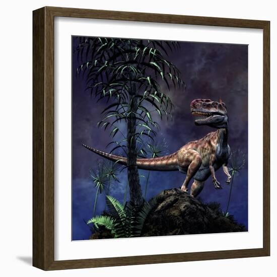 Monolophosaurus Was a Theropod Dinosaur from the Middle Jurassic Period-null-Framed Art Print