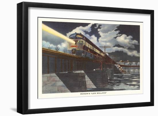 Monon's Lew Wallace, Train Crossing Bridge-null-Framed Art Print