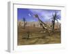 Mononykus Dinosaur Chasing a Dragonfly in the Desert-Stocktrek Images-Framed Art Print