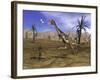 Mononykus Dinosaur Chasing a Dragonfly in the Desert-Stocktrek Images-Framed Art Print